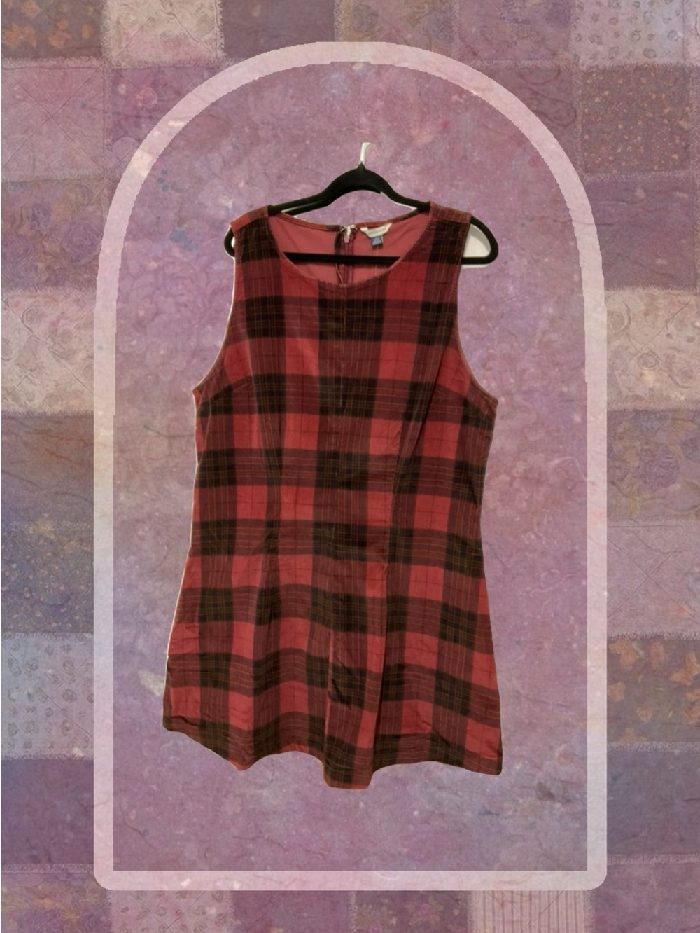 American Eagle Outfitters Red and Black Plaid Sleeveless Dress